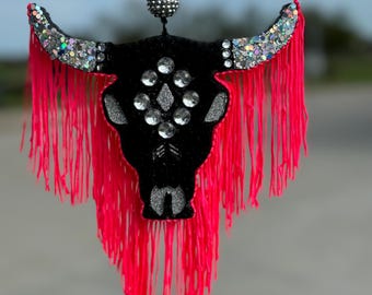 Rhinestone Aztec Bull Car Freshie: Western Cowgirl Decor