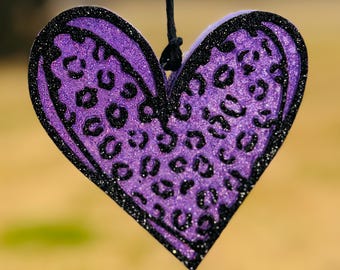 Leopard/Cheetah Heart Car Freshie, Glitter Air Freshener, Car Scent