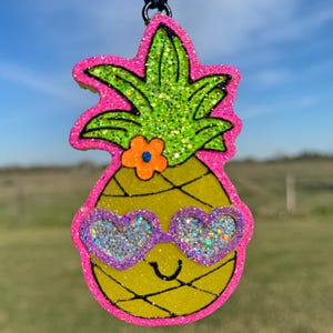 Pineapple Car Freshie with Sunglasses, Custom Scented Air Freshener