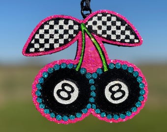 8 Ball Checkered Cherry Car Freshie, Boujee Western Air Freshener