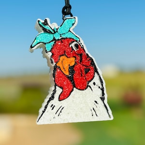 Chicken w/Bow/ Bandana/Car Freshie/Car Freshener/Freshy/Chicken/Air Freshener/Car Scent/Chicken/Animal freshie/Country Freshie/Gift