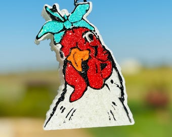 Chicken Car Freshie with Bandana, Country Animal Air Freshener