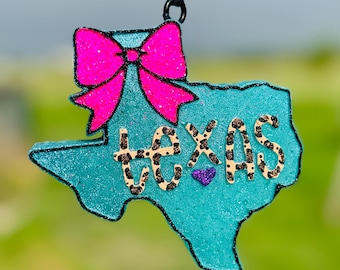 Texas Car Freshie: Custom State Air Freshener with Bow Car Scent