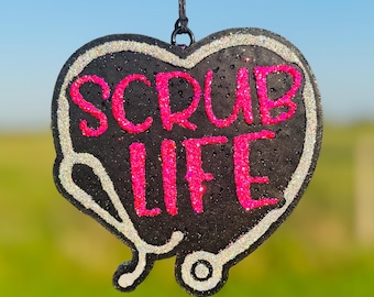 Scrub Life Nurse Car Freshie: Stethoscope Heart Air Freshener