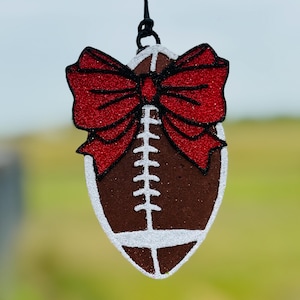 Football Car Freshie with Bow: Customizable Scented Air Freshener