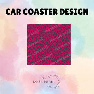 Conception numérique de dessous de verre de voiture guépard noir rose, dessins par sublimation, dessous de verre de voiture PNG, rose noir, guépard