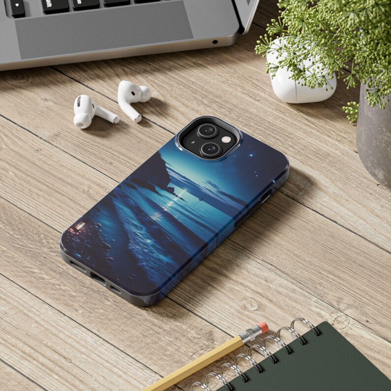 Lofi Anime Phone Case, Japanese Aesthetic iPhone Case for Ocean Beach