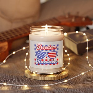 Scented Soy Candle, 9oz - Freedom and Fireworks, Patriotic, Independence Day, Aromatherapy, Red, white, and blue, Festive home decor, 4th