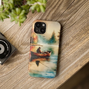 Outdoor Angeln Handytasche, IPhone 15 14 13 12 11 7 8 Xr Xs Max Pro Mini Plus SE Samsung s24 s23 s22 s21 Vatertag Forelle Bass Lake Geschenk