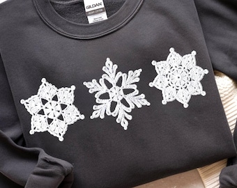 Crochet Snowflake Ornaments PNG | 3 Realistic Crochet Snowflakes | Christmas Winter Clipart | Transparent Background | Digital Download