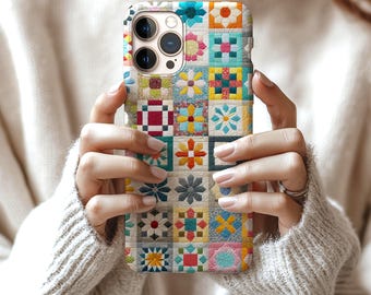 Custodia per telefono con motivo patchwork quilt: resistente agli urti, finitura lucida