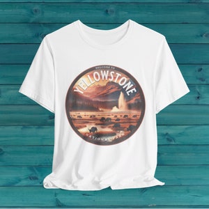 Vintage Yellowstone Shirt, Yellowstone National Park Shirt, Yellowstone Vintage Inspired T-shirt, Buffalo Geyser Mountains sunset Park Shirt