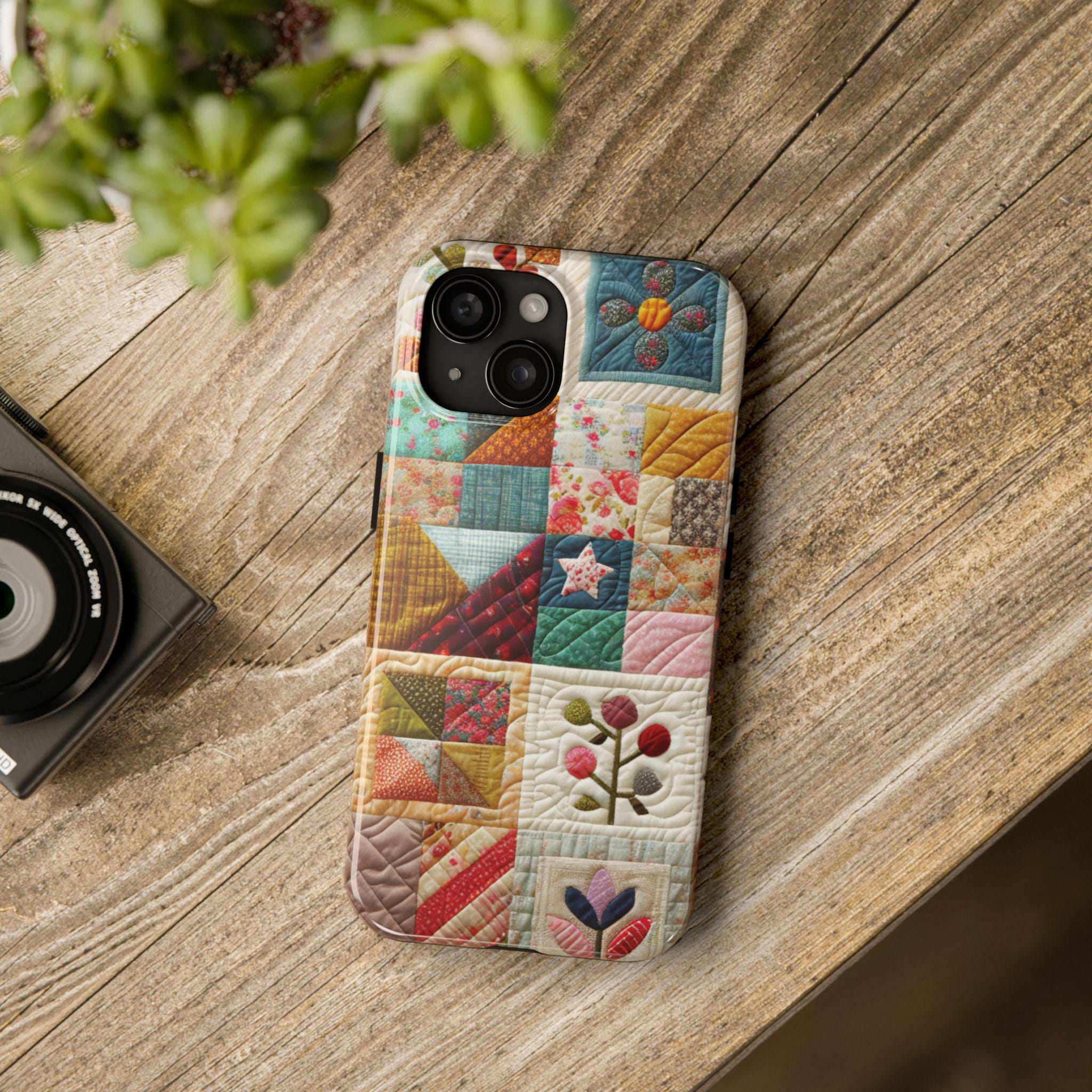 Quilt Pattern Tough Phone Case, Patchwork Look, iPhone 15 14