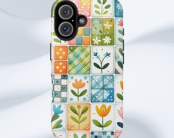 Patchwork Floral Phone Case | Boho Grandma Chic Tile Design