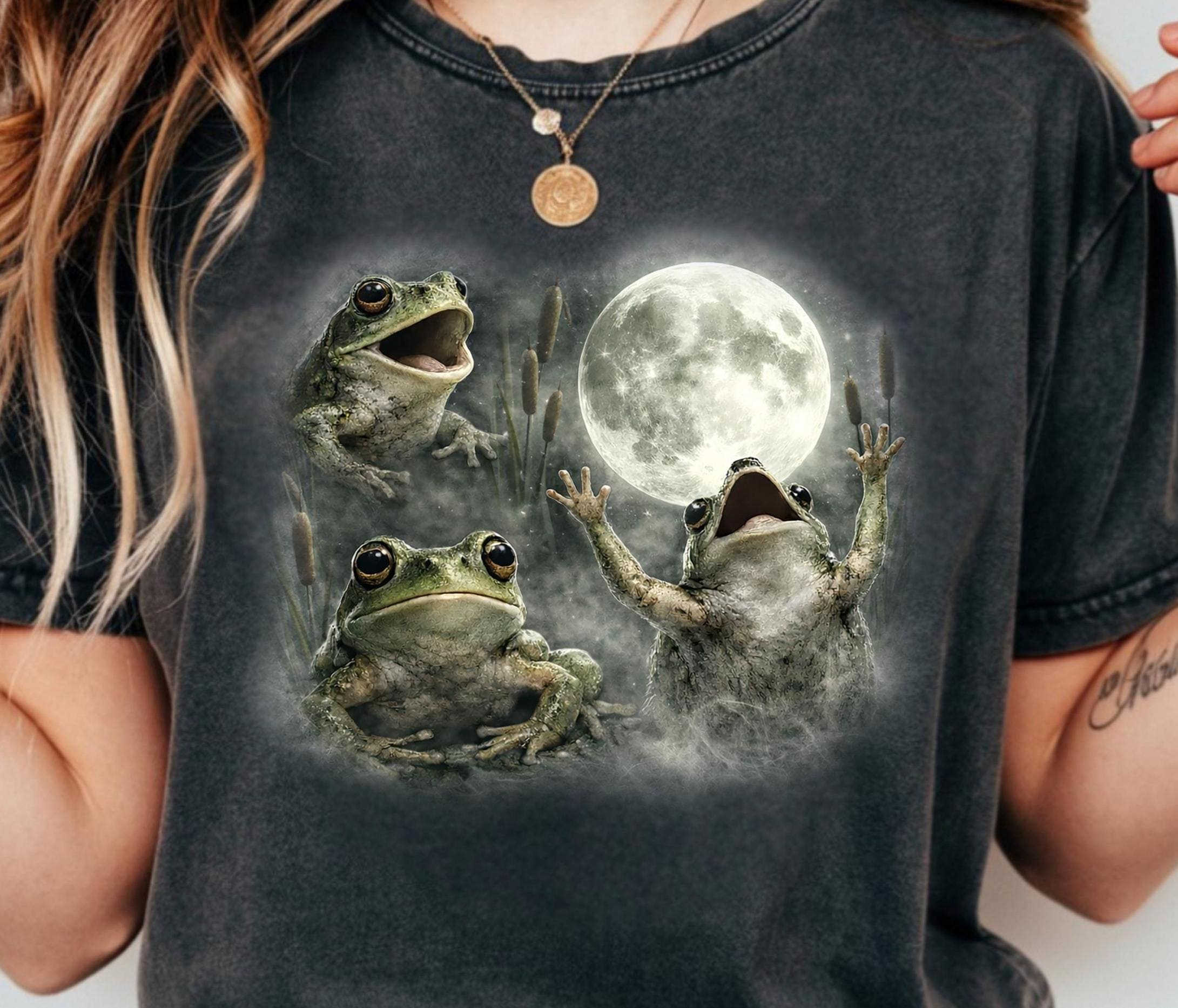 Funny Frogs Moon PNG, Cottagecore Art, Whimsical Clipart (sublimation ...