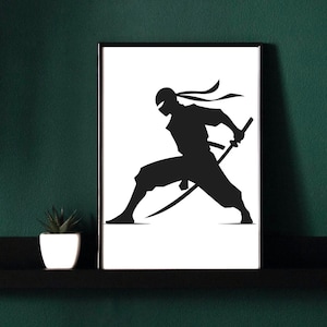 Ninja Wall Art: Silhouette Warrior Illustration (Digital Download)