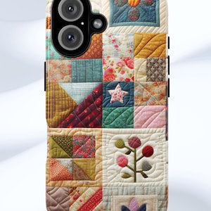 Funda para teléfono con diseño de patchwork/Carcasa resistente de doble capa