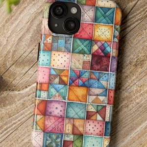 Funda para teléfono con diseño de patchwork: diseño abstracto con costuras