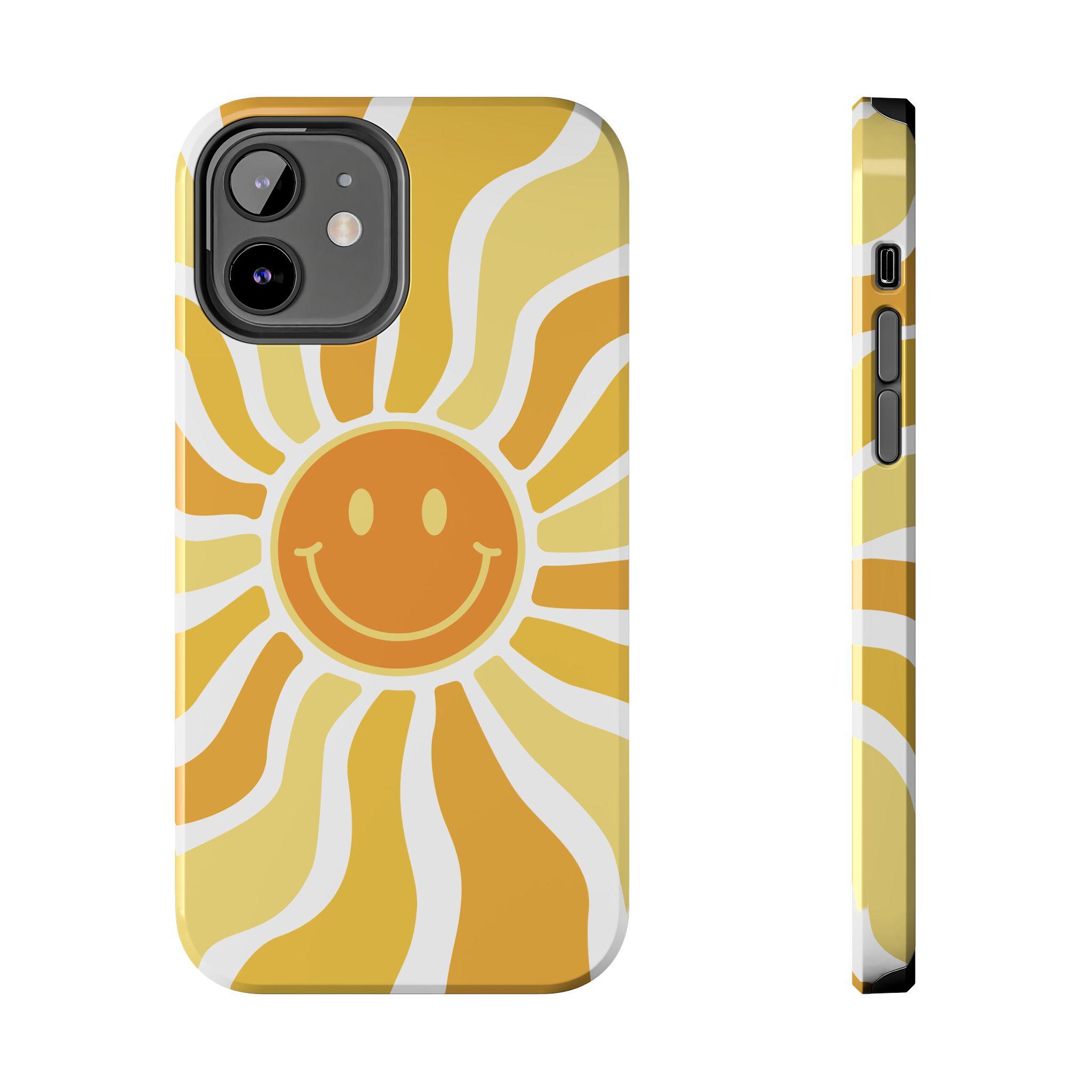 Y2K Smiley Face iPhone Case: Abstract Sunshine Wavy Design