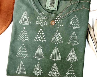 Minimalist Christmas Trees PNG: Hand Drawn Holiday Clipart (Digital Download)