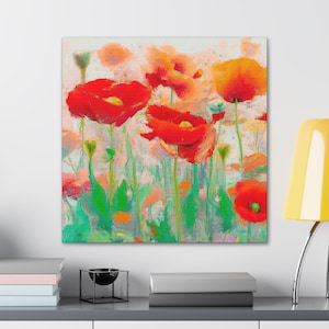 Impresión en lienzo de amapolas en acuarela: arte floral para pared inspirado en la naturaleza