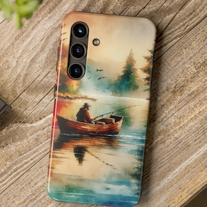 Outdoor Angeln Handytasche, IPhone 15 14 13 12 11 7 8 Xr Xs Max Pro Mini Plus SE Samsung s24 s23 s22 s21 Vatertag Forelle Bass Lake Geschenk