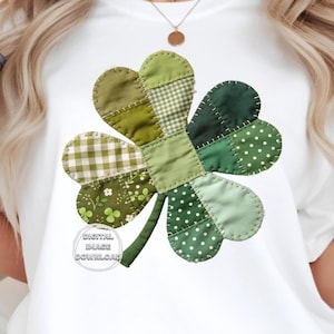 Patchwork Shamrock PNG Bundle | Quilt Clover, St Patrick's Day (Digital Download)