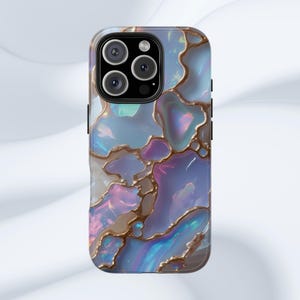 Opal Inspired Phone Case: Abstract Iridescent Design, Protective Cover