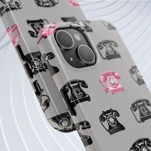 Vintage roterende telefoon Stoere telefoonhoesjes, roze retro telefoonontwerp iPhone Samsung, Conversation Piece Iphone 16 15 14 Samsung S24 S23 S22