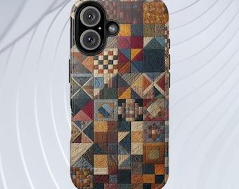 Funda para teléfono con diseño de bloques de patchwork: una funda protectora duradera