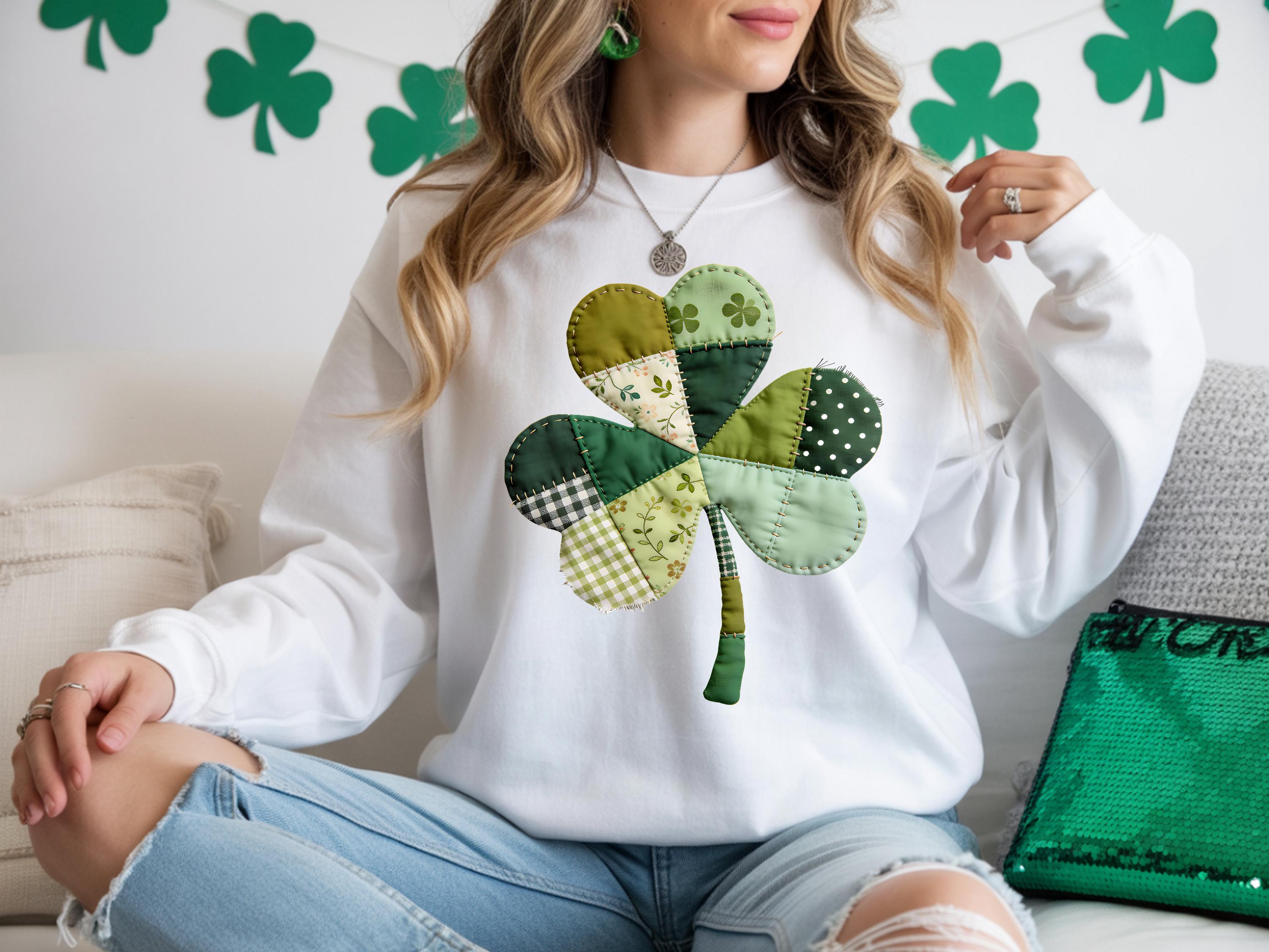 Patchwork Shamrock PNG Bundle | Quilt Clover, St Patrick's Day (digital ...
