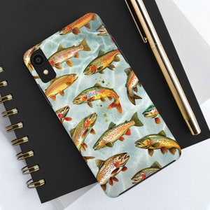 Forelle Angeln Handyhülle, IPhone 15 14 13 12 11 7 8 Xr Xs Max Pro Mini Plus SE Samsung s24 s23 s22 s21 Vatertag Forelle Barsch Angeln Geschenk