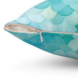 Mermaid Scales Pillow: Coastal Ocean Girl&#39;s Bedroom Decor