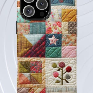 Patchwork Quilt Pattern Phone Case: Impact Resistant, Glossy Finish