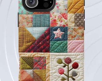 Patchwork Quilt Pattern Phone Case: Impact Resistant, Glossy Finish