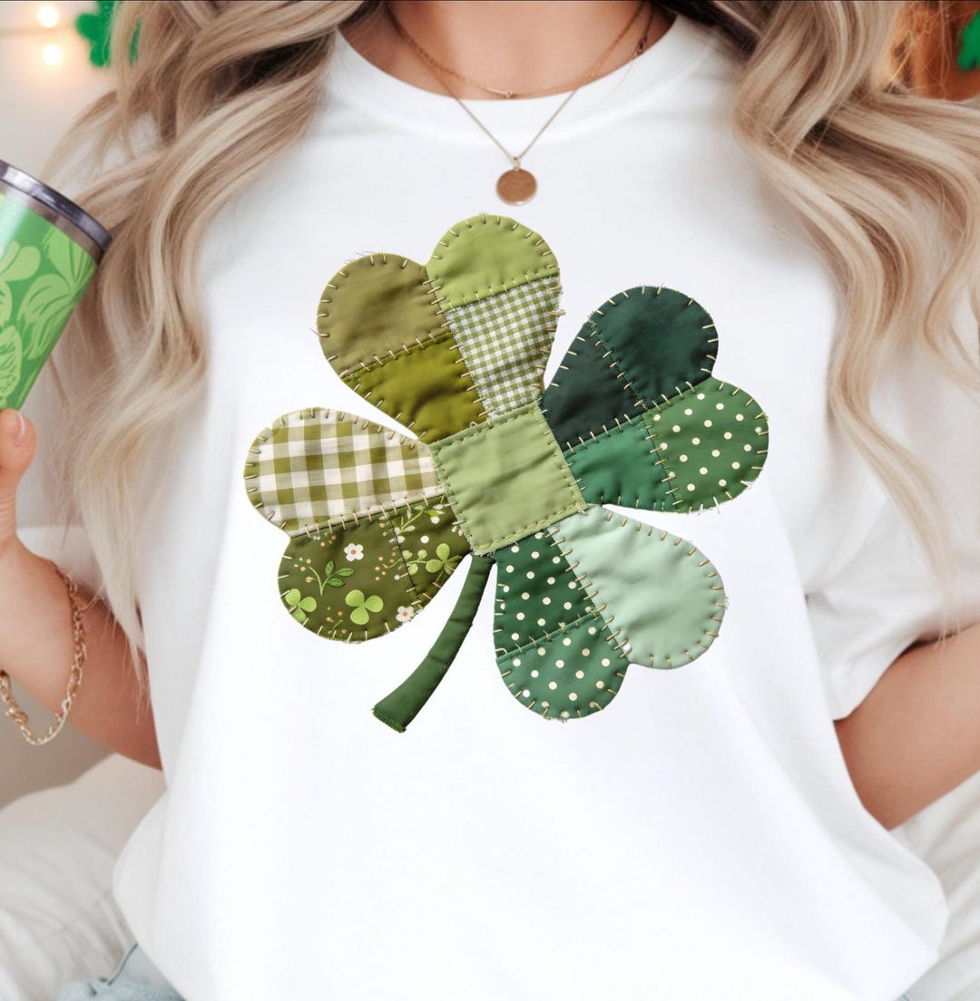 Patchwork Shamrock PNG Bundle | Quilt Clover, St Patrick's Day (digital ...