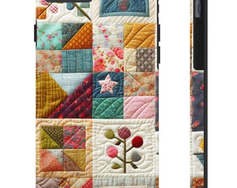 Patchwork Quilt Pattern Look Phone Case, IPhone 15, IPhone 14, IPhone 13, IPhone 12, IPhone 11, IPhone 7 8 XR XS Max Plus SE, Quilted Phone