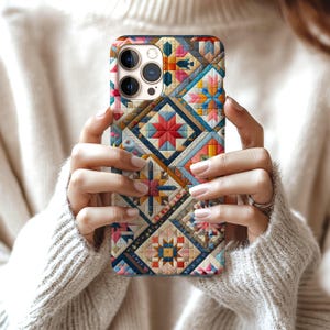 Telefoonhoesje met patchwork-quiltpatroon: beschermende Lexan plastic hoes