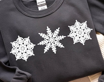 Crochet Snowflake Ornaments PNG | 3 Realistic Crochet Snowflakes | Christmas Winter Clipart | Transparent Background | Digital Download