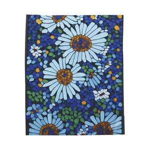 Velveteen Plush Blanket Stained Glass Daisies - Botanical Nature Garden Spring Flowers Floral Colorful Throw, Gift for Her, Whimsical Home