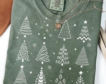 Minimalist Christmas Trees PNG: Hand Drawn Holiday Clipart (Digital Download)