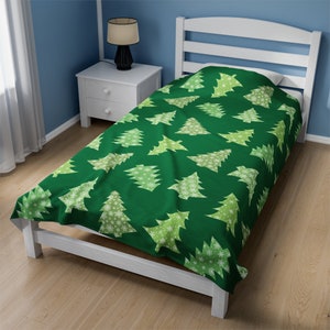 Christmas Tree Blanket / Christmas Throw Blanket / Christmas Velveteen Blanket / Home Decor Blanket / Pine Tree Cabin Throw / Gift Throw