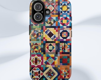 Patchwork Quilt Pattern Tough Phone Case | Quilted Phone Cover for iPhone