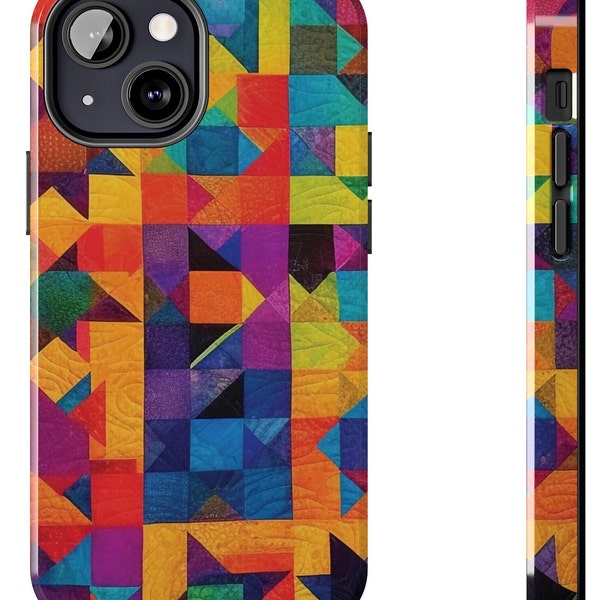 Patchwork Quilted Phone Case, Quilt Phone Case | 15, 14, 13, 12, 11, 8, 7, X, XE, XS, SE | Apple iPhone Plus Mini Pro max, Abstract