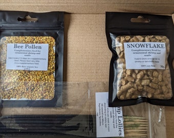 Shrimp food spirulina lollies, bee pollen, snowflake fish food