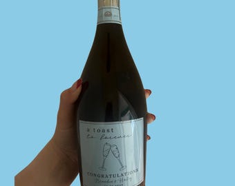 Sticker for Champagne Bottle Engagement or Wedding Gift for Couple