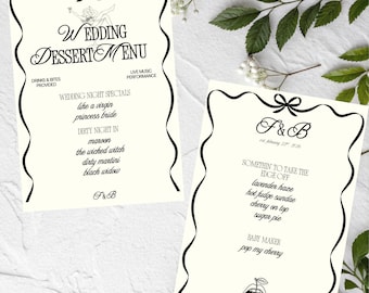 Bachelorette Party Wedding Dessert Menu Lingerie Canva Template, Digital Download