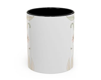 Zachte koffiemok met bloemenaccent waterverf | 11oz 15oz