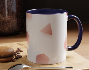 Blush mok met geometrische vormen accent | Koffiemok