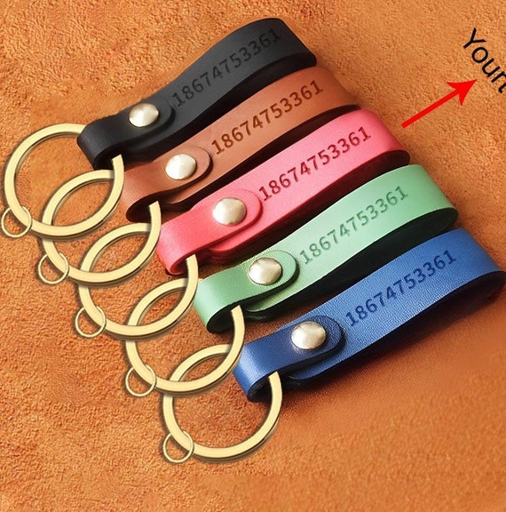 Custom Name Leather Keychain Fashionable Key Ornaments Key Decoration custom color leather keychains personalized keychains.